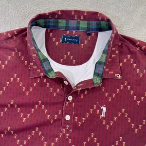 William Murray Polo Shirt Mens 2XL Red Beer Mug All Over Print Golf Performance